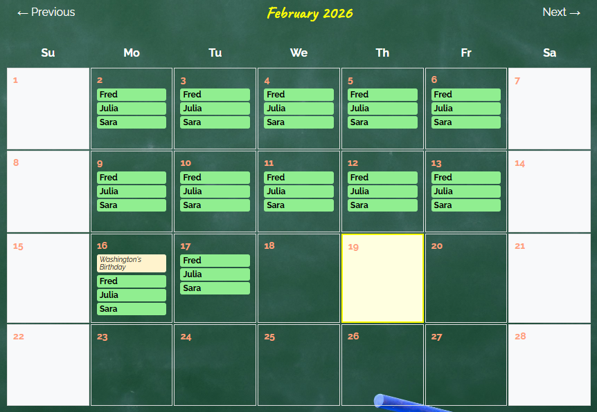 Calendar View