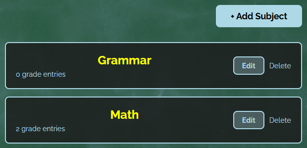 Manage Subjects